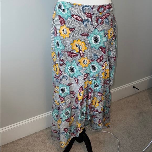 BCBGeneration Multicolored Faux Wrap Pull On  A-line Maxi Skirt Women's Large - Picture 2 of 8